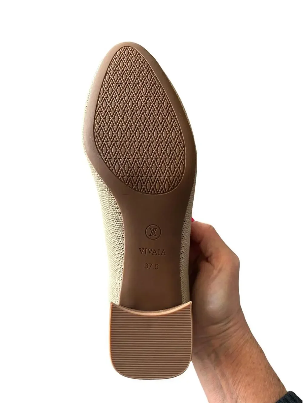 VIVAIA Nude Knit Block Heel Pumps EU 37.5/ US 7/7.5 NWOT Sustainable Comfort - Picture 9 of 9